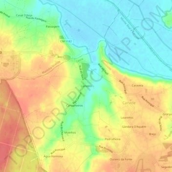 Mapa topográfico Lameiro, altitud, relieve