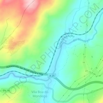 Mapa topográfico Barco, altitud, relieve