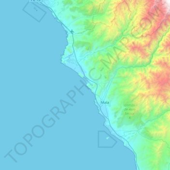 Mapa topográfico Cerro Blanco, altitud, relieve