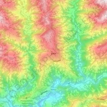 Mapa topográfico Ilam, altitud, relieve