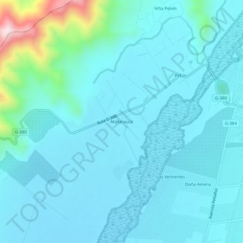 Mapa topográfico Mallarauco, altitud, relieve