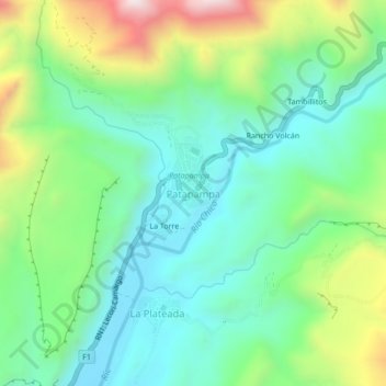 Mapa topográfico Patapampa, altitud, relieve
