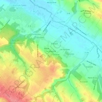 Mapa topográfico La Couanche, altitud, relieve