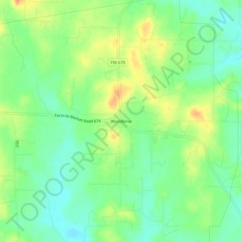 Mapa topográfico Woodbine, altitud, relieve