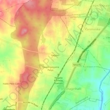 Mapa topográfico Hejjala, altitud, relieve