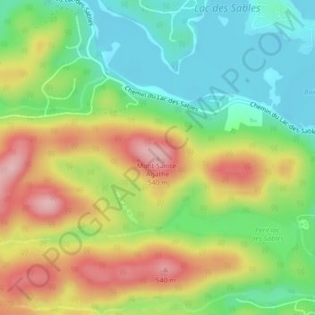Mapa topográfico Mont Sainte-Agathe, altitud, relieve