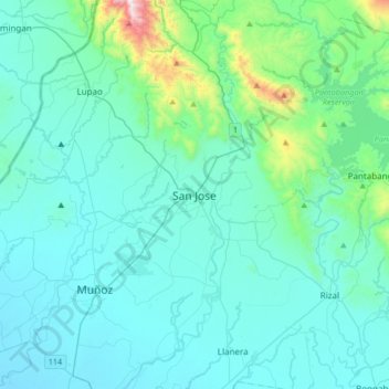 Mapa topográfico San Jose, altitud, relieve