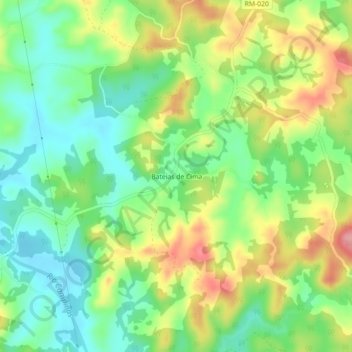 Mapa topográfico Bateias de Cima, altitud, relieve