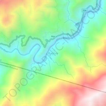 Mapa topográfico Bugnay, altitud, relieve