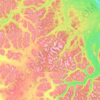 Mapa topográfico Stikine, altitud, relieve