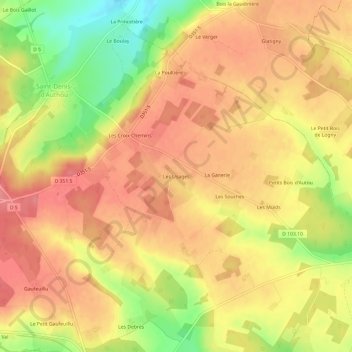 Mapa topográfico Les Usages, altitud, relieve