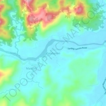 Mapa topográfico Pandanon, altitud, relieve