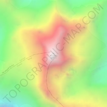 Mapa topográfico Tocllaraju, altitud, relieve