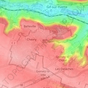 Mapa topográfico Les Prés Mouchards, altitud, relieve