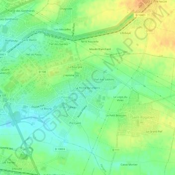 Mapa topográfico La Roche Barangère, altitud, relieve