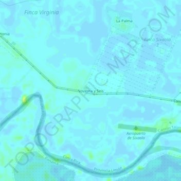 Mapa topográfico Noventa y Seis, altitud, relieve