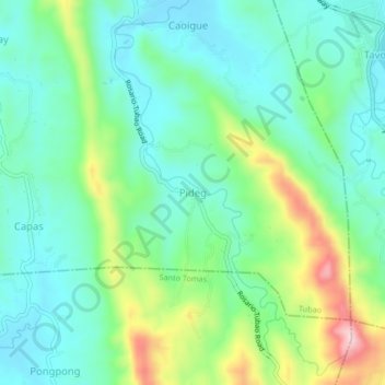 Mapa topográfico Pideg, altitud, relieve