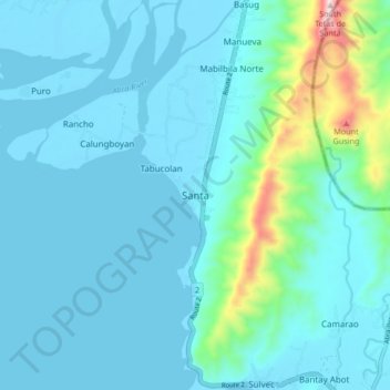 Mapa topográfico Santa, altitud, relieve