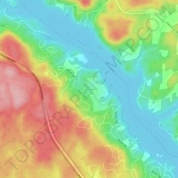 Mapa topográfico Larrimac, altitud, relieve