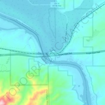 Mapa topográfico Topock, altitud, relieve