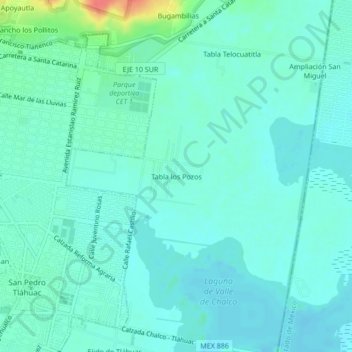 Mapa topográfico Tabla los Pozos, altitud, relieve