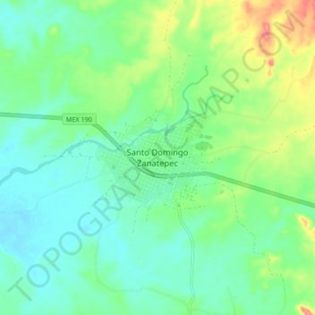Mapa topográfico Santo Domingo Zanatepec, altitud, relieve