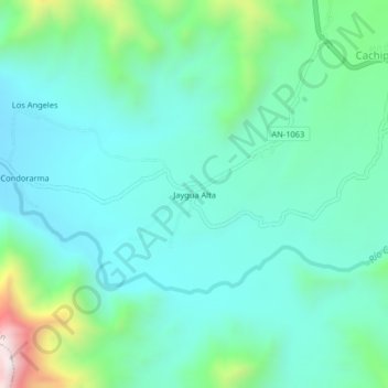 Mapa topográfico Jaygua Alta, altitud, relieve