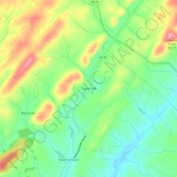 Mapa topográfico Taylor Mill, altitud, relieve