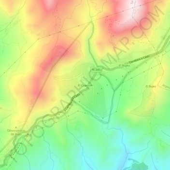 Mapa topográfico El Cuartón, altitud, relieve