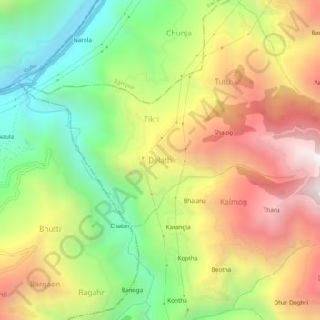 Mapa topográfico Delath, altitud, relieve