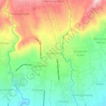 Mapa topográfico Rempoah, altitud, relieve