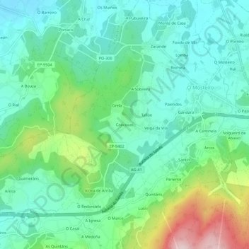 Mapa topográfico Caticovas, altitud, relieve