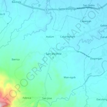 Mapa topográfico San Vicente, altitud, relieve