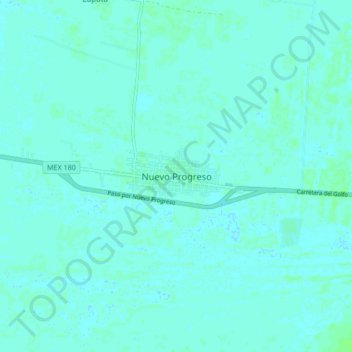 Mapa topográfico Nuevo Progreso, altitud, relieve