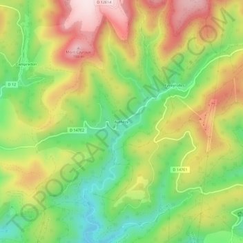 Mapa topográfico Authèze, altitud, relieve