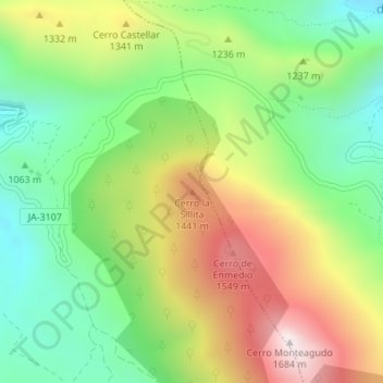 Mapa topográfico Cerro la Sillita, altitud, relieve