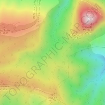 Mapa topográfico Pinar, altitud, relieve