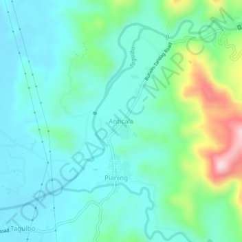 Mapa topográfico Anticala, altitud, relieve
