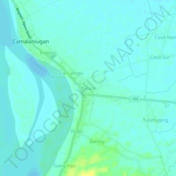 Mapa topográfico Bulala, altitud, relieve