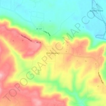 Mapa topográfico West Pangburn, altitud, relieve
