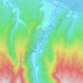 Mapa topográfico Papeno’o, altitud, relieve