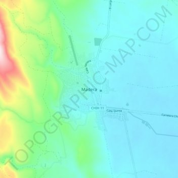 Mapa topográfico Madera, altitud, relieve