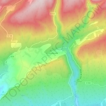 Mapa topográfico Font-Jouvale, altitud, relieve