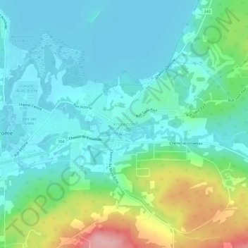 Mapa topográfico Knowlton, altitud, relieve