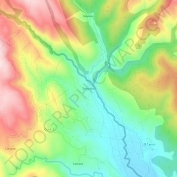 Mapa topográfico Tamicelas, altitud, relieve
