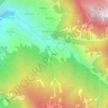 Mapa topográfico Pulag, altitud, relieve