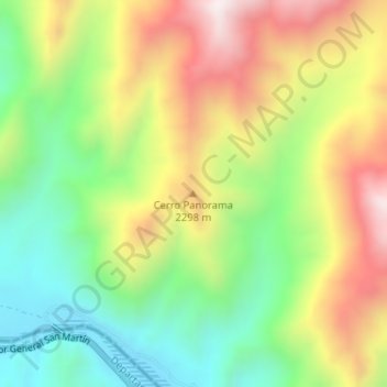 Mapa topográfico Cerro Panorama, altitud, relieve