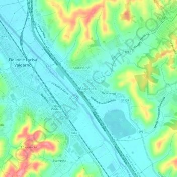 Mapa topográfico Matassino, altitud, relieve