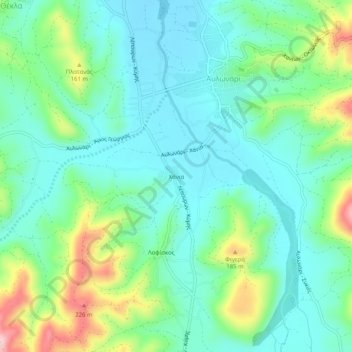 Mapa topográfico Chania, altitud, relieve