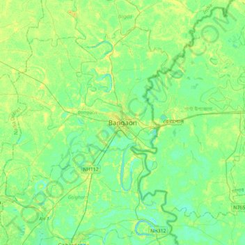 Mapa topográfico Bangaon, altitud, relieve